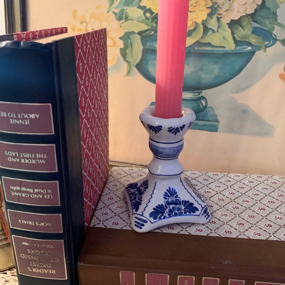 Delft Floral Blue and White Candle Holder
